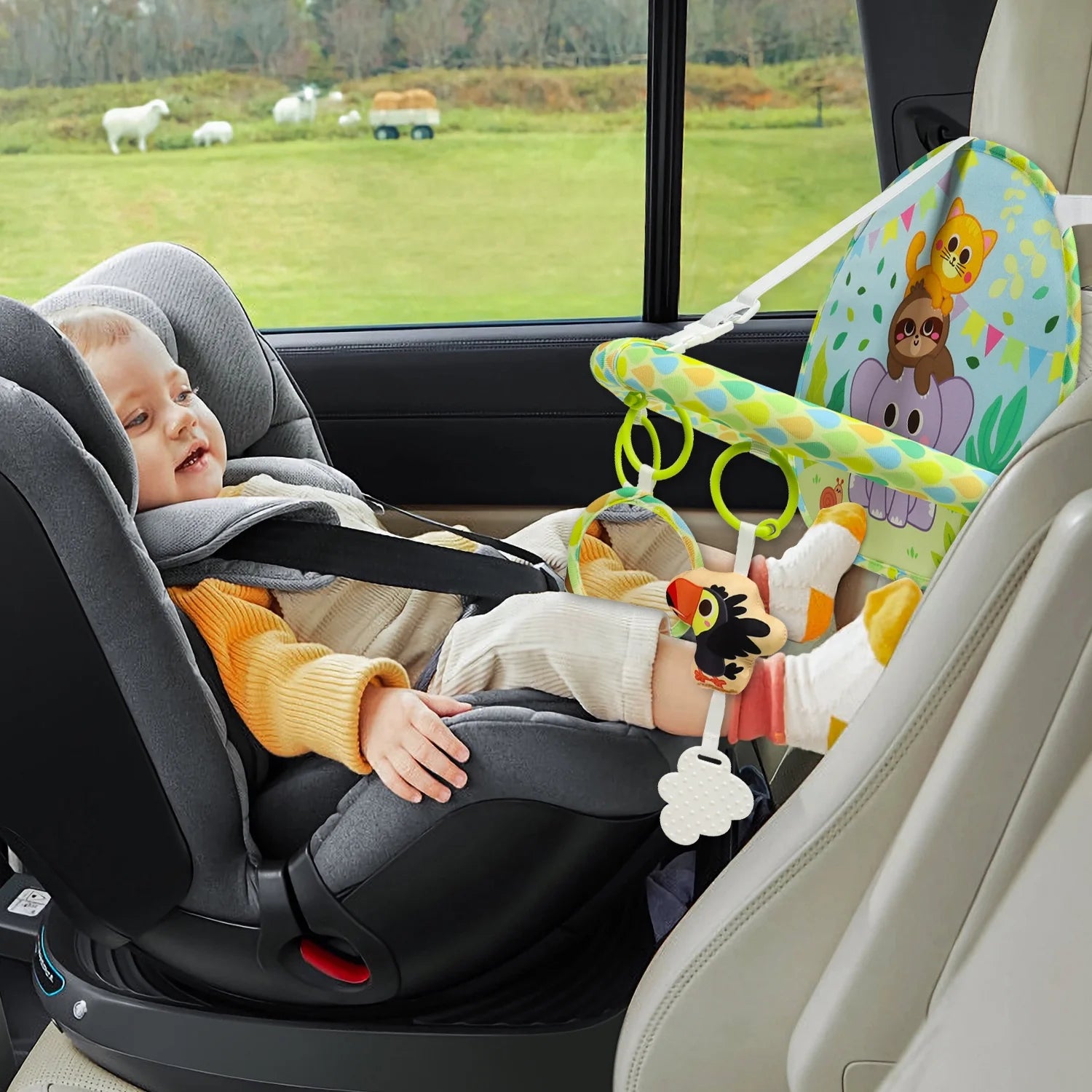 Engaging Double-Sided Baby Car Seat Toy for Travel - Perfect Entertainment for Infants and Newborns!