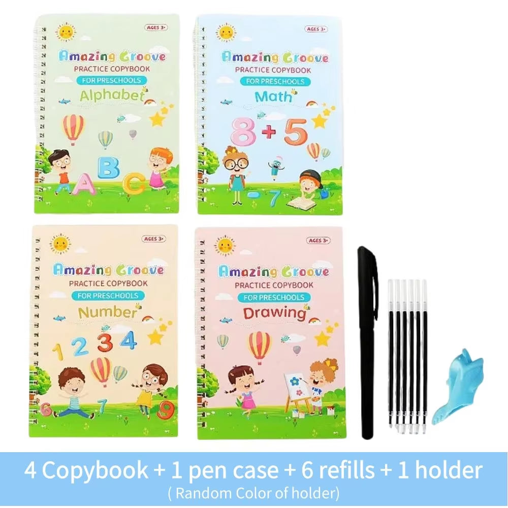 Unlock Your Child's Writing Potential with the Magic Reusable Copy Book - Fun, Wipe Clean Practice with Music Stickers!
