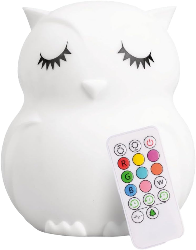 Enchanting Remote Control Owl Night Light for Kids - 9 Soothing Colors & Sleep Timer - Rechargeable, Battery-Powered Lamp for Baby Nursery and Toddler Rooms