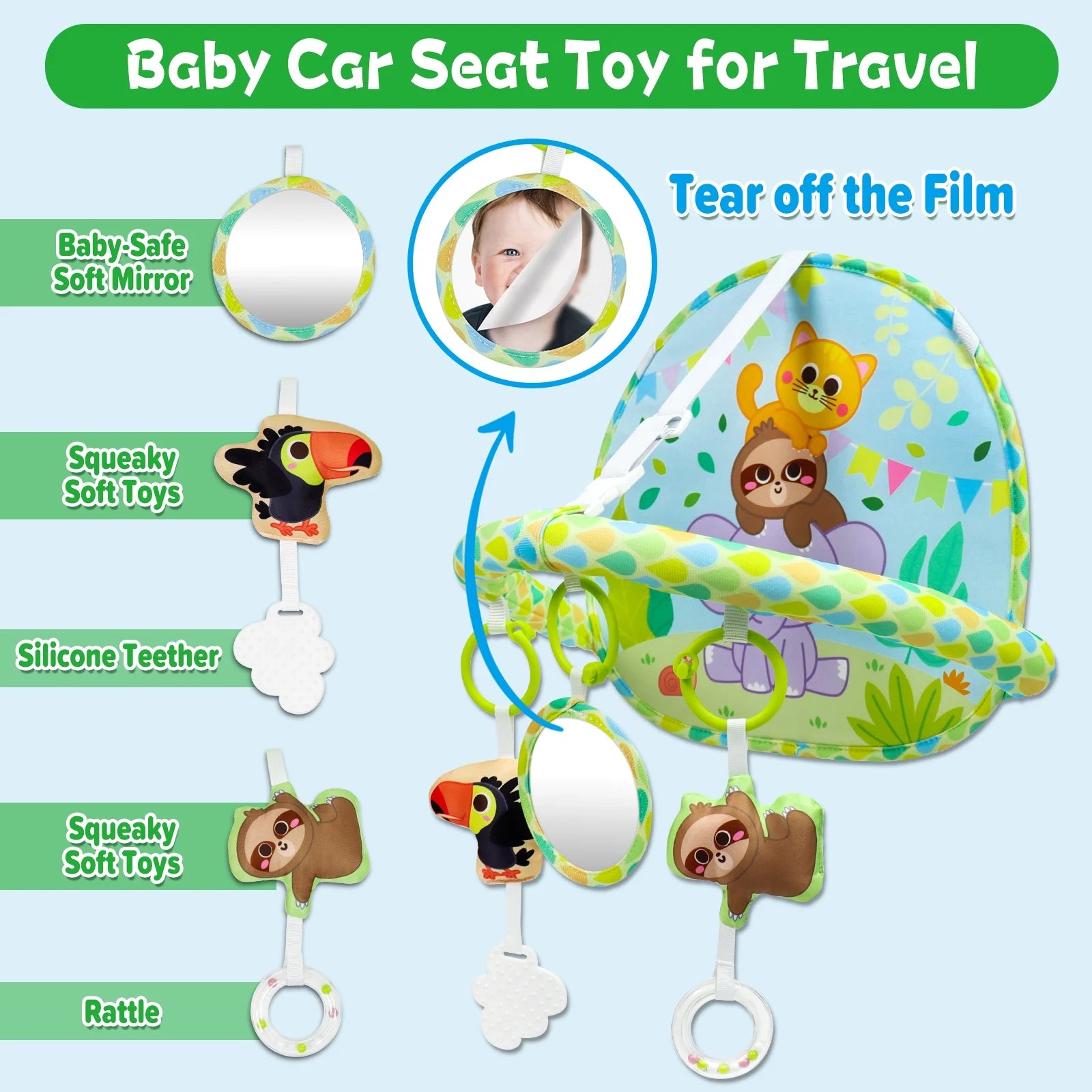 Engaging Double-Sided Baby Car Seat Toy for Travel - Perfect Entertainment for Infants and Newborns!