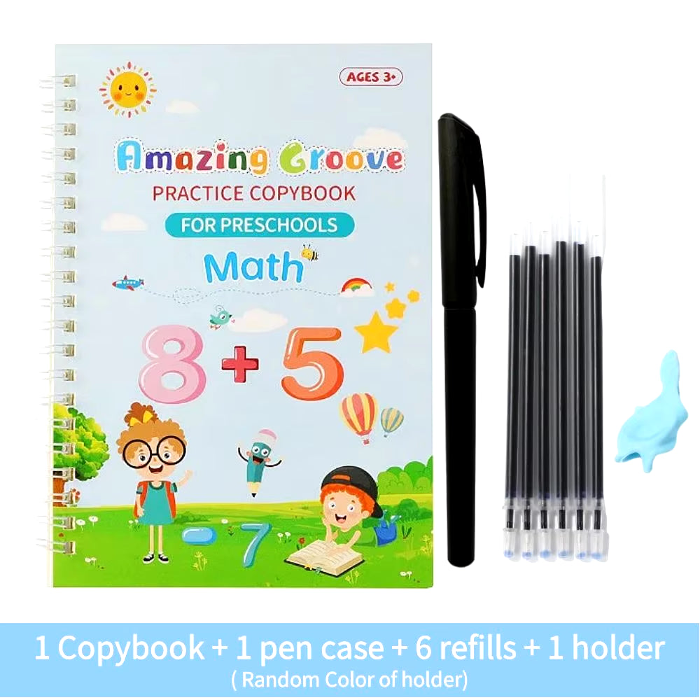 Unlock Your Child's Writing Potential with the Magic Reusable Copy Book - Fun, Wipe Clean Practice with Music Stickers!