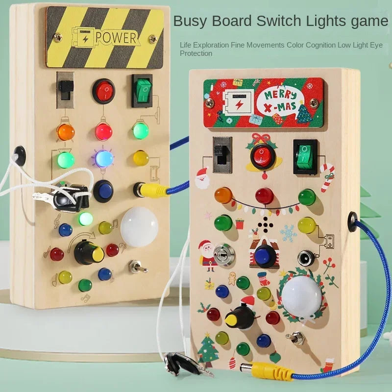 Engaging Montessori Busy Board: Fun and Educational Sensory Toy with Interactive LED Light for Kids Aged 2-4 - Perfect for Travel Adventures!