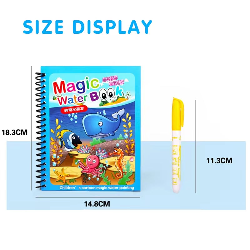 Unleash Creativity with the Magical Water Drawing Book - A Reusable Montessori Coloring Adventure for Sensory Learning and Fun!