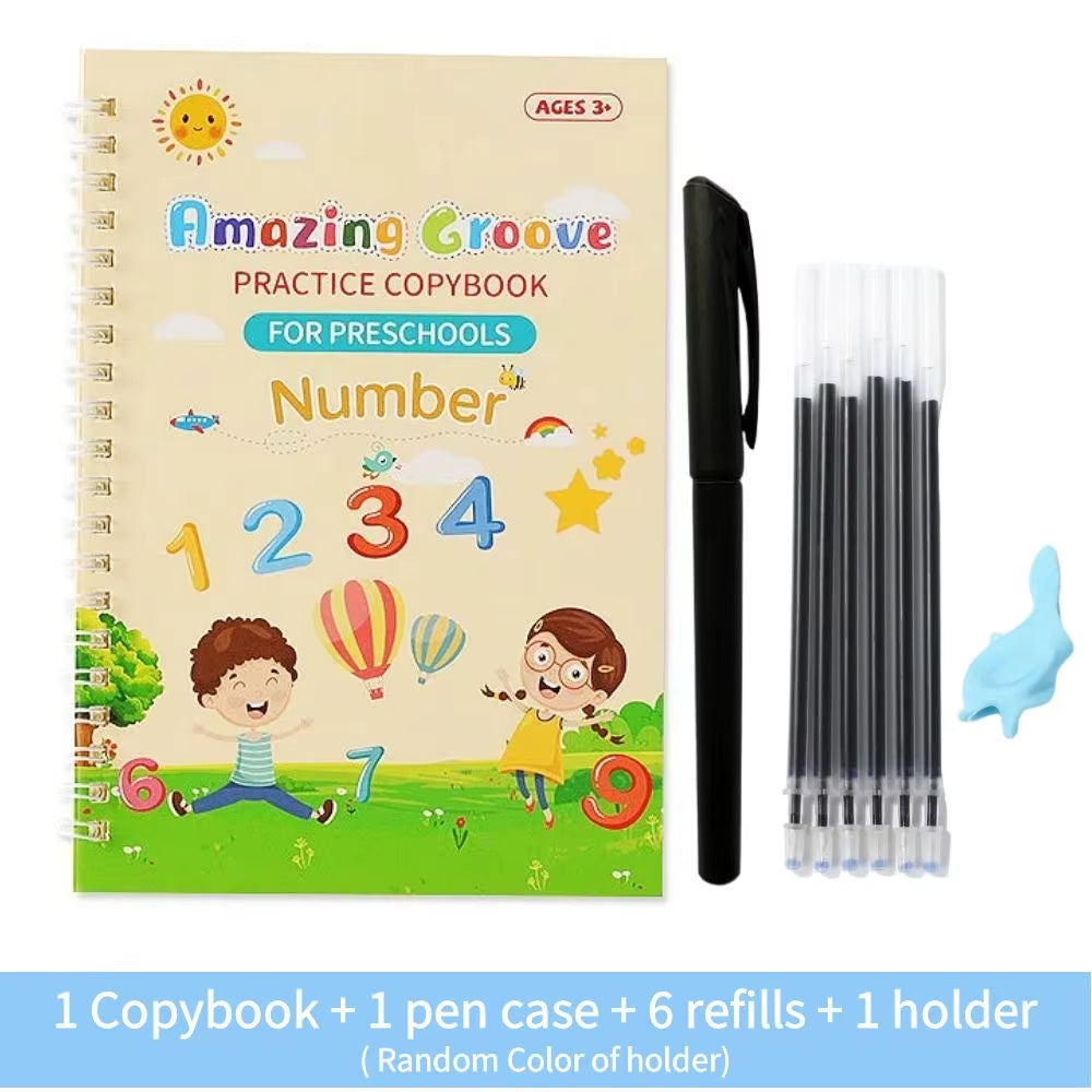 Unlock Your Child's Writing Potential with the Magic Reusable Copy Book - Fun, Wipe Clean Practice with Music Stickers!