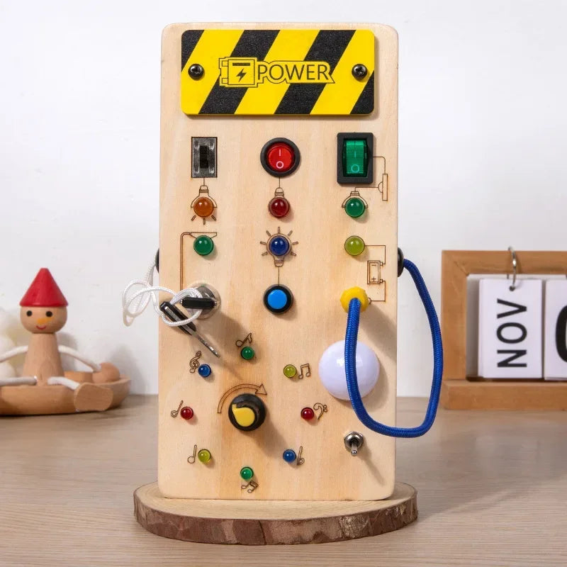 Engaging Montessori Busy Board: Fun and Educational Sensory Toy with Interactive LED Light for Kids Aged 2-4 - Perfect for Travel Adventures!