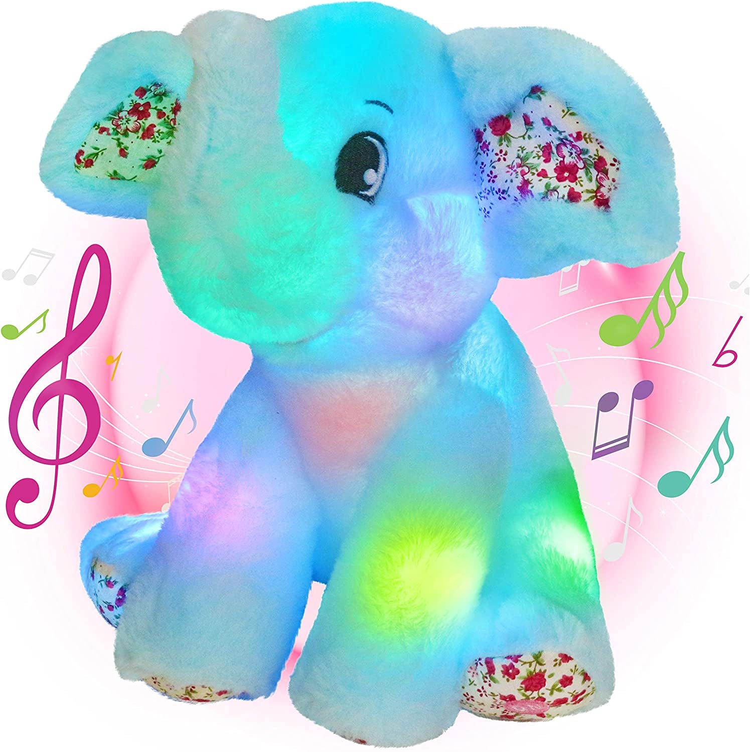 Enchanting 12'' Musical Light-Up Elephant Plush Toy – A Cozy Nightlight and Cuddly Companion for Kids' Bedtime Bliss!