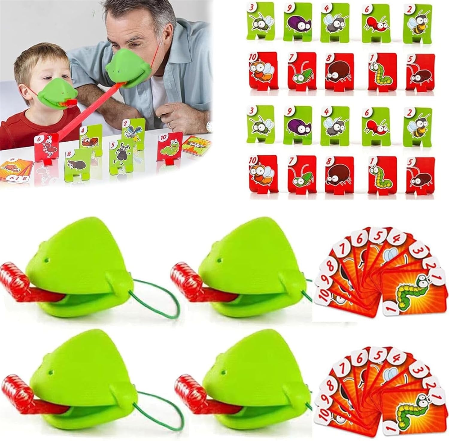 Frog Mask Blow Tongue Game Set - Unleash Fun with 4 Multiplayer Masks for Lively Parties!