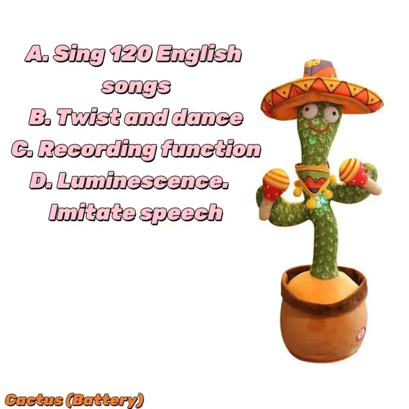 Dancing Cactus Toy - Your New Interactive Plush Buddy that Sings, Dances, and Repeats for Endless Fun!