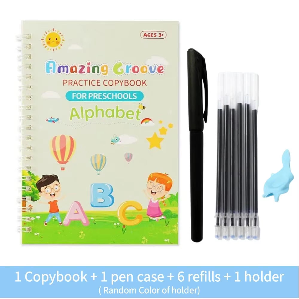 Unlock Your Child's Writing Potential with the Magic Reusable Copy Book - Fun, Wipe Clean Practice with Music Stickers!