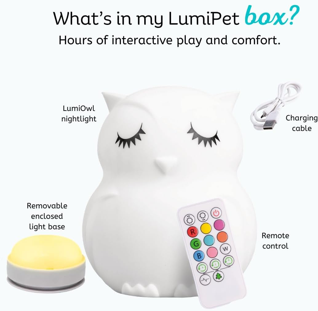 Enchanting Remote Control Owl Night Light for Kids - 9 Soothing Colors & Sleep Timer - Rechargeable, Battery-Powered Lamp for Baby Nursery and Toddler Rooms