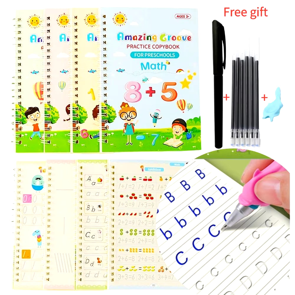 Unlock Your Child's Writing Potential with the Magic Reusable Copy Book - Fun, Wipe Clean Practice with Music Stickers!