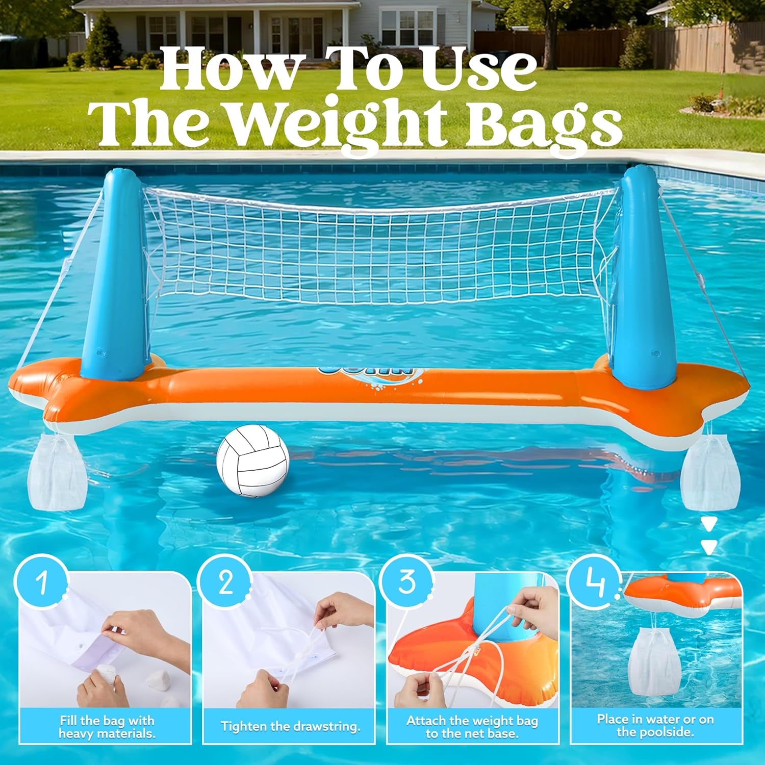 Ultimatives XL aufblasbares Pool-Float-Set – 317 cm Volleyballnetz und Basketballkörbe für endlosen Sommerspaß!