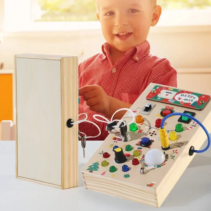 Engaging Montessori Busy Board: Fun and Educational Sensory Toy with Interactive LED Light for Kids Aged 2-4 - Perfect for Travel Adventures!