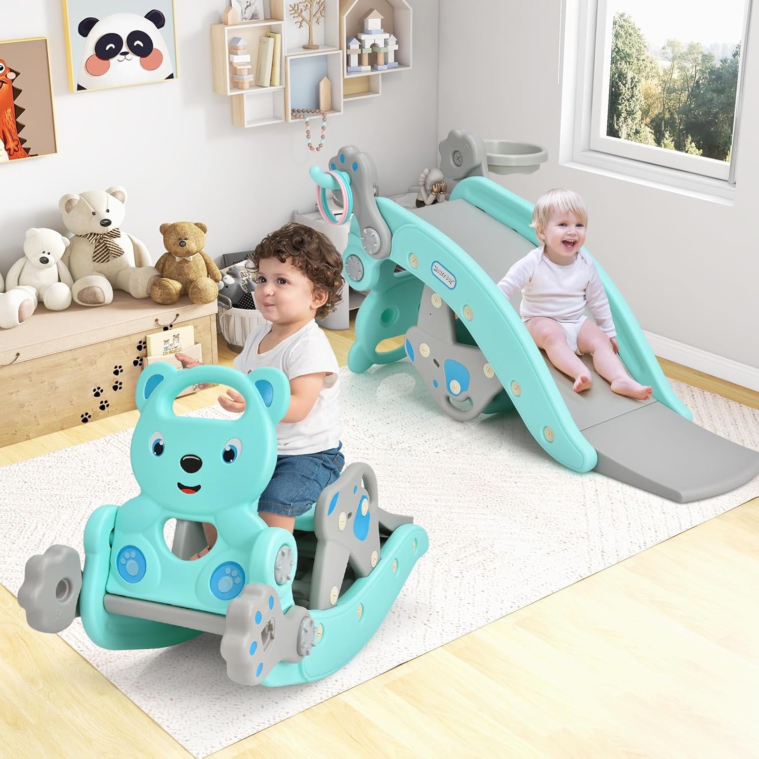 5-in-1 Toddler Slide & Rocking Horse Playset - Fun-Filled Indoor/Outdoor Adventure