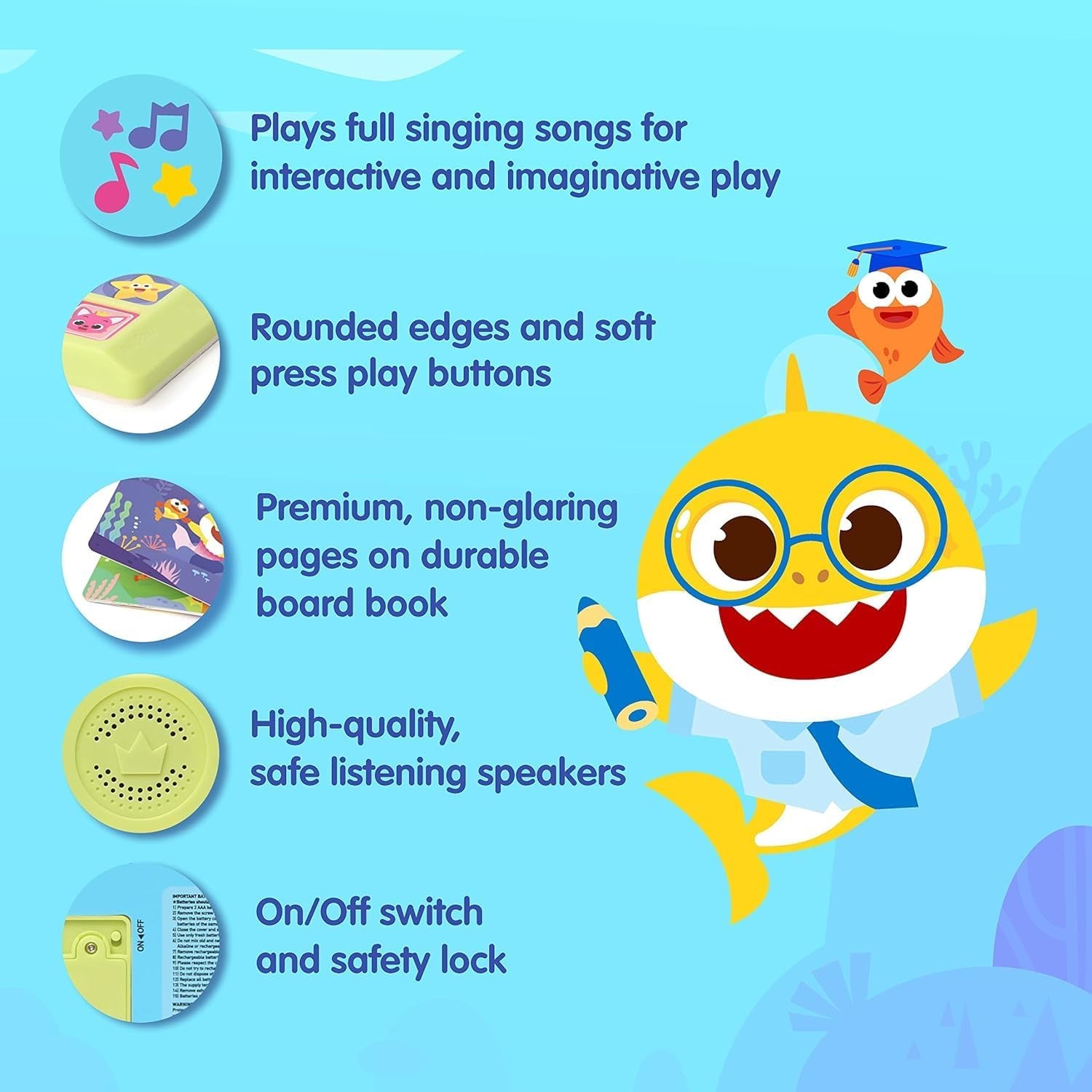Delightful Baby Shark Sing-Alongs 10-Button Sound Book | Perfect Educational Toy for Toddlers Aged 1-3 | Interactive Learning Experience with Beloved Shark Songs