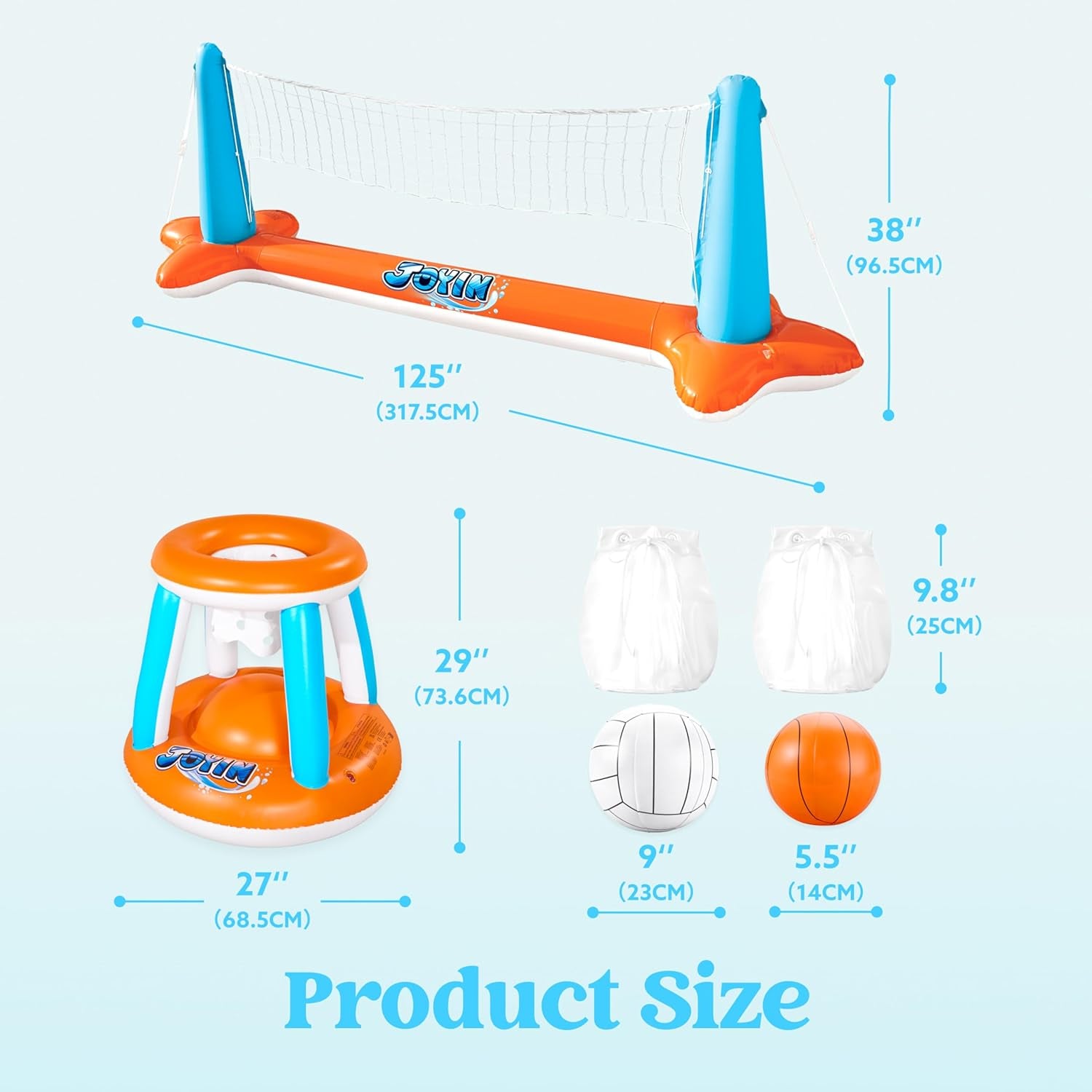 Ultimatives XL aufblasbares Pool-Float-Set – 317 cm Volleyballnetz und Basketballkörbe für endlosen Sommerspaß!
