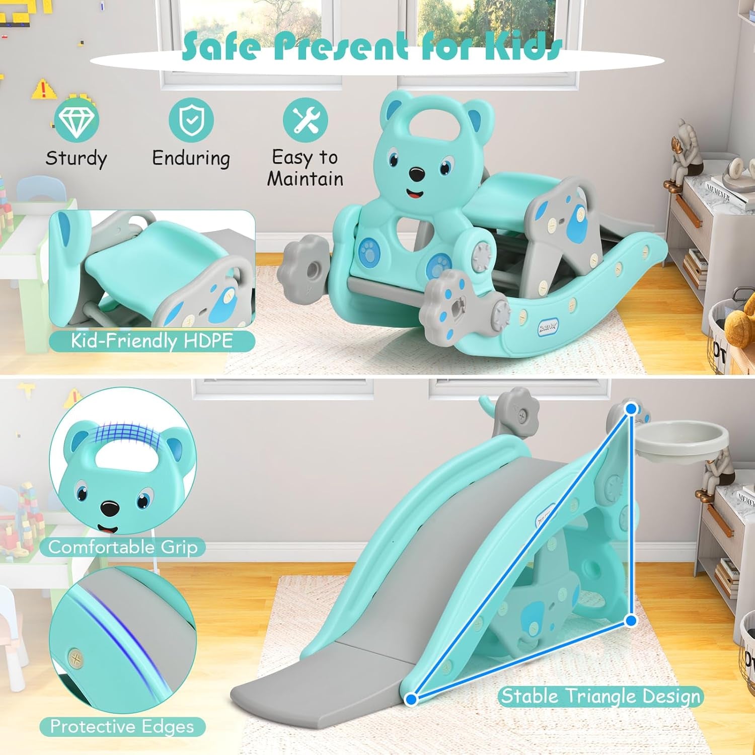 5-in-1 Toddler Slide & Rocking Horse Playset - Fun-Filled Indoor/Outdoor Adventure