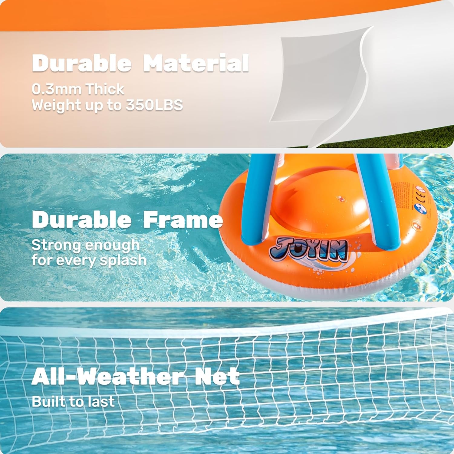 Ultimatives XL aufblasbares Pool-Float-Set – 317 cm Volleyballnetz und Basketballkörbe für endlosen Sommerspaß!