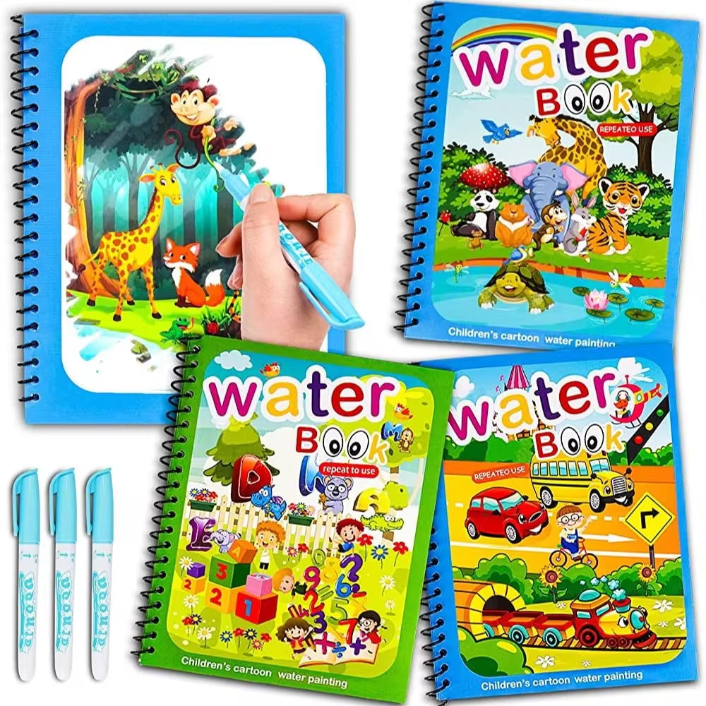 Unleash Creativity with the Magical Water Drawing Book - A Reusable Montessori Coloring Adventure for Sensory Learning and Fun!