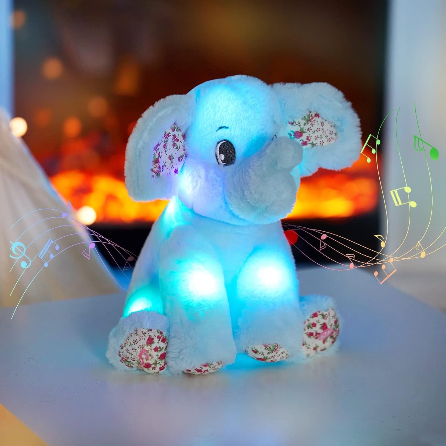 Enchanting 12'' Musical Light-Up Elephant Plush Toy – A Cozy Nightlight and Cuddly Companion for Kids' Bedtime Bliss!