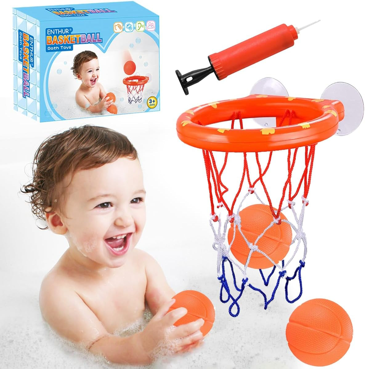 Exciting Bath Toy Fun Basketball Hoop & Balls Set - Perfect Gift for Kids and Toddlers with 3 Colorful Balls Included