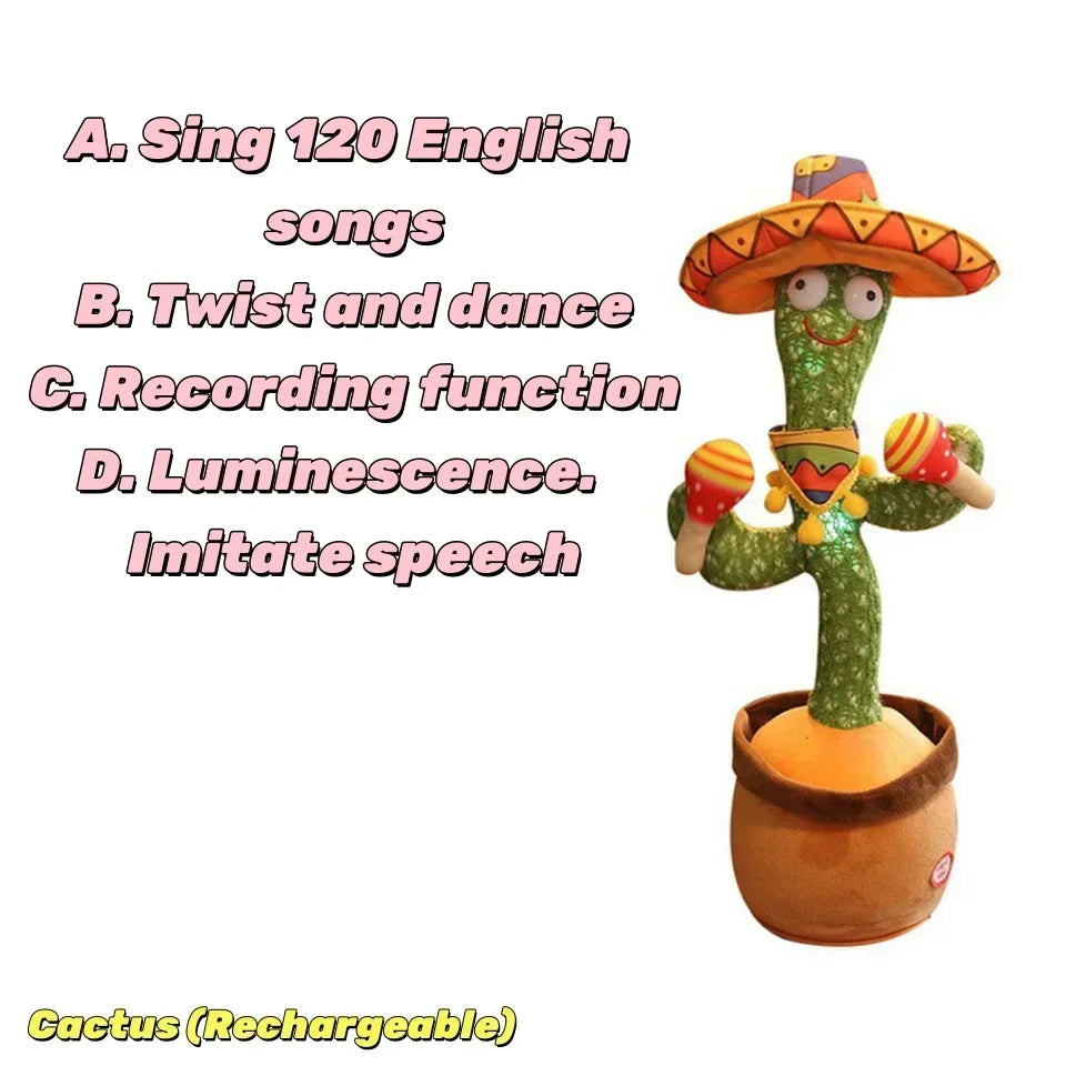 Dancing Cactus Toy - Your New Interactive Plush Buddy that Sings, Dances, and Repeats for Endless Fun!