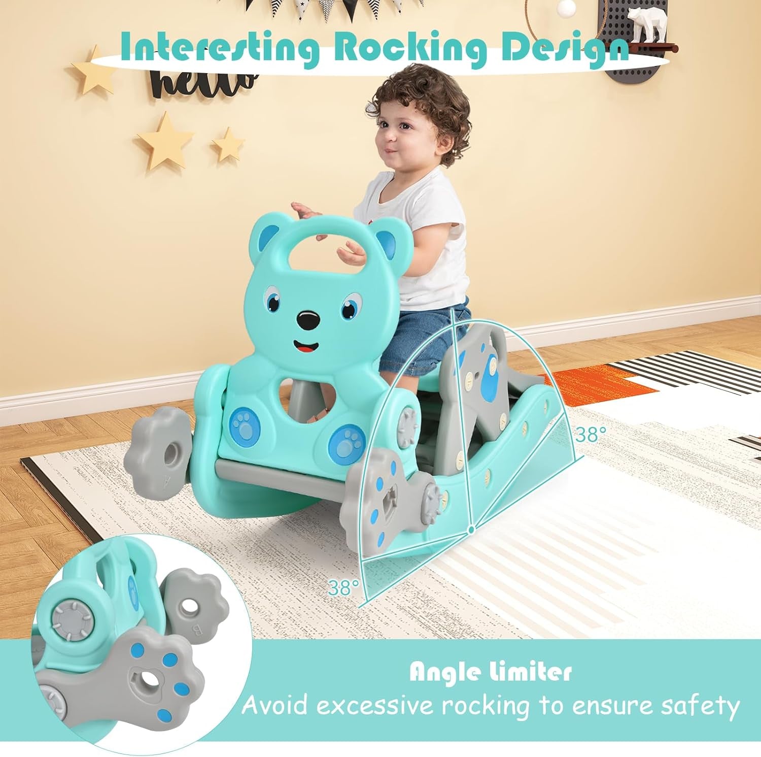 5-in-1 Toddler Slide & Rocking Horse Playset - Fun-Filled Indoor/Outdoor Adventure
