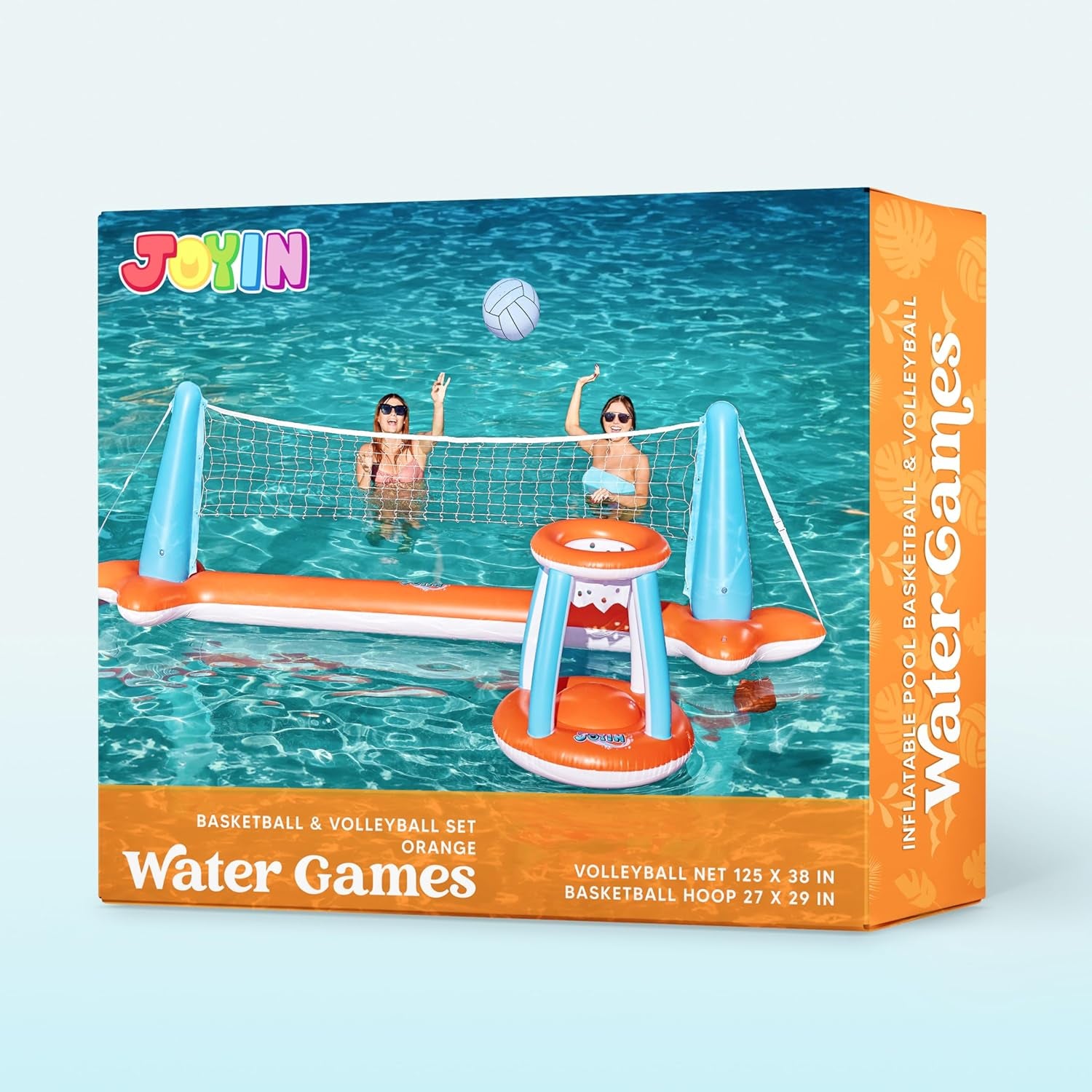 Ultimate XL Inflatable Pool Float Set - 125" Volleyball Net & Basketball Hoops for Endless Summer Fun!