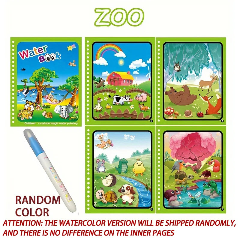 Unleash Creativity with the Magical Water Drawing Book - A Reusable Montessori Coloring Adventure for Sensory Learning and Fun!