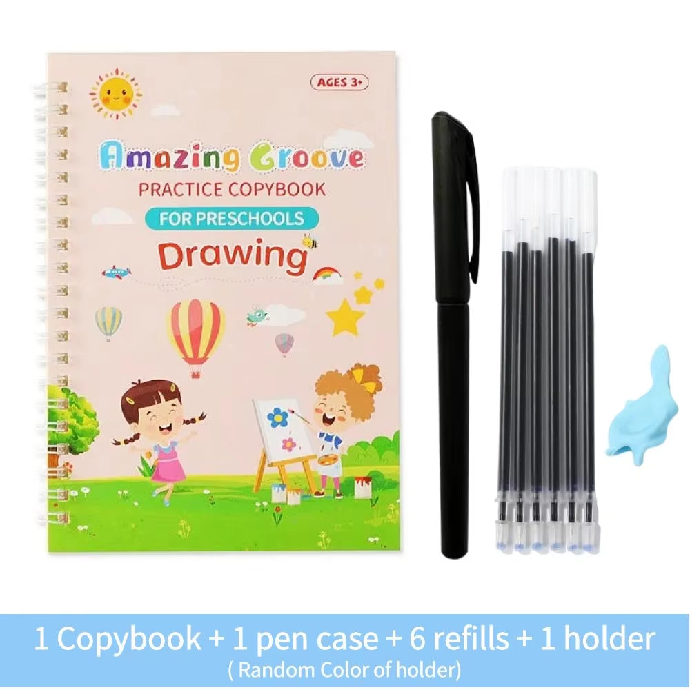 Unlock Your Child's Writing Potential with the Magic Reusable Copy Book - Fun, Wipe Clean Practice with Music Stickers!