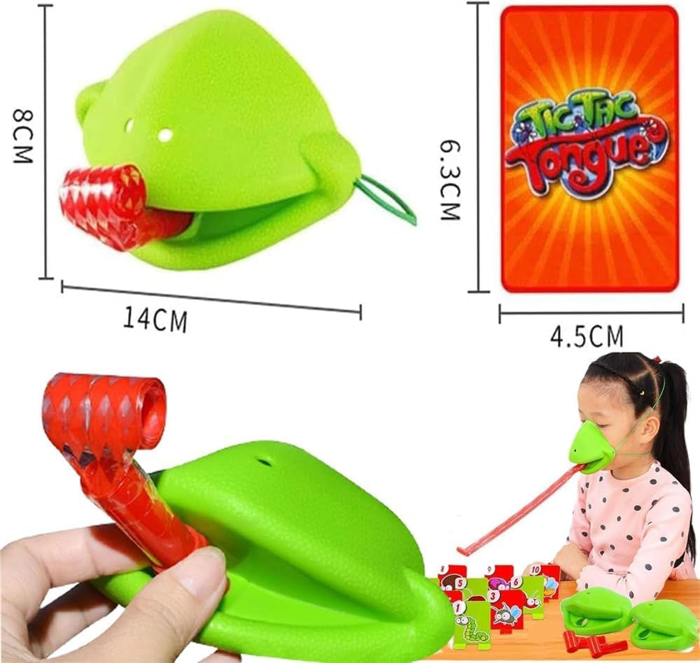Frog Mask Blow Tongue Game Set - Unleash Fun with 4 Multiplayer Masks for Lively Parties!