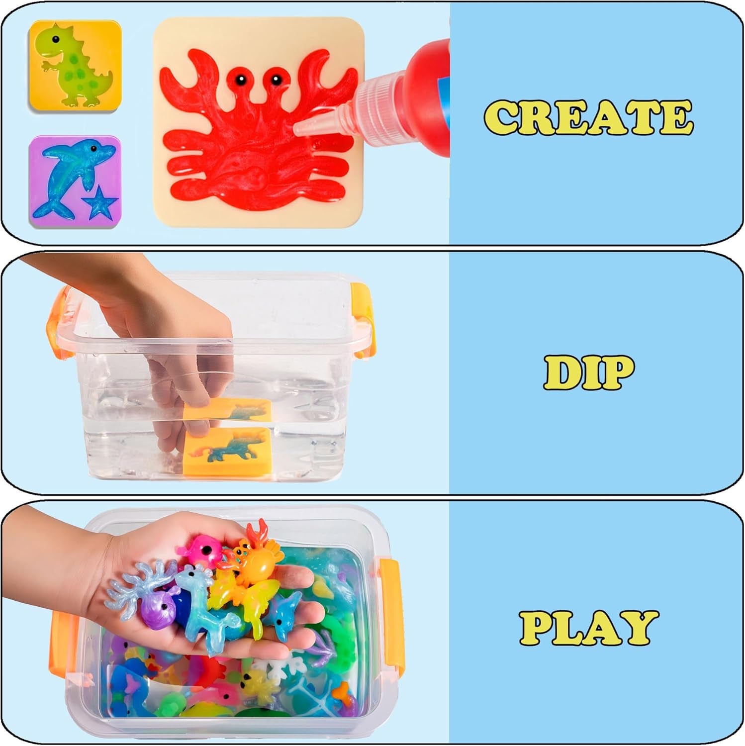 Unleash Creativity with the Aqua Fairy Water Gel Kit – 12 Vibrant Colors, 18 Fun Molds, and 6 Packs of Magic Powder for Endless Imaginative Play!