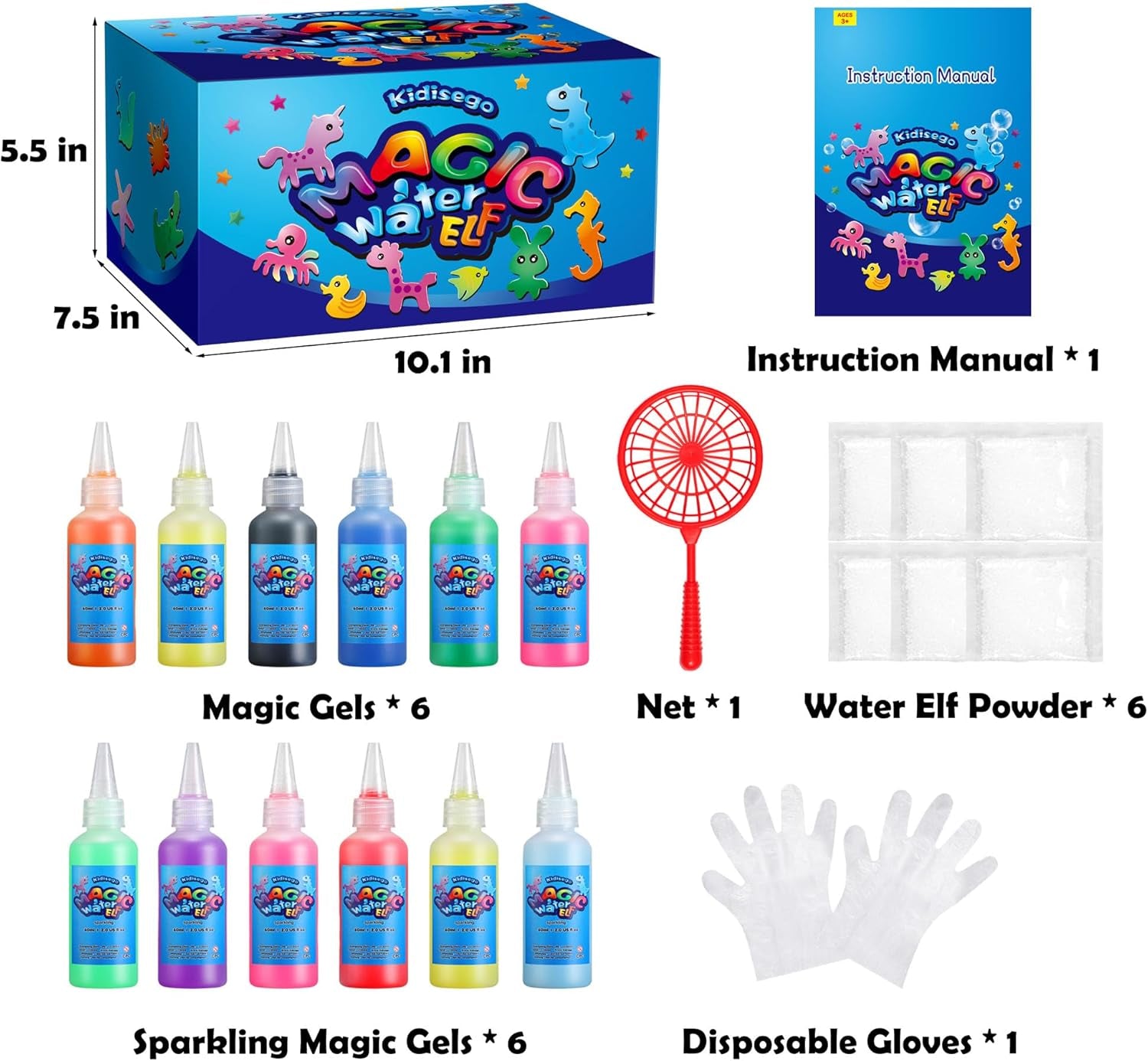 Unleash Creativity with the Aqua Fairy Water Gel Kit – 12 Vibrant Colors, 18 Fun Molds, and 6 Packs of Magic Powder for Endless Imaginative Play!