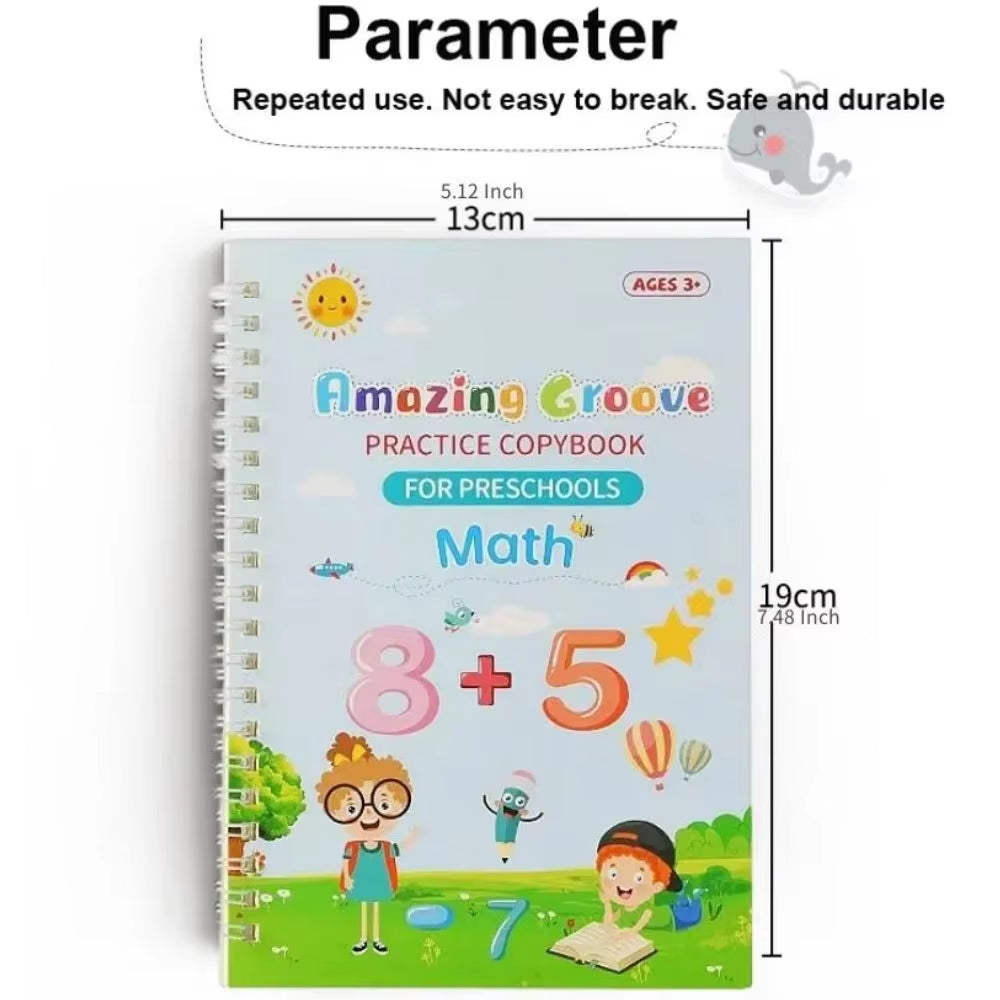 Unlock Your Child's Writing Potential with the Magic Reusable Copy Book - Fun, Wipe Clean Practice with Music Stickers!
