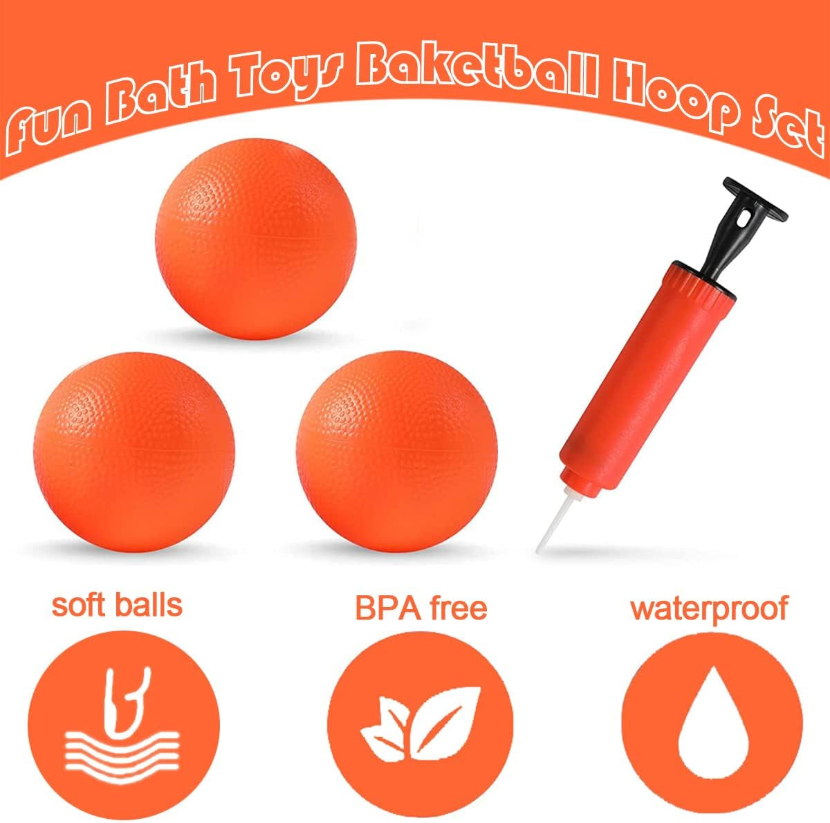 Exciting Bath Toy Fun Basketball Hoop & Balls Set - Perfect Gift for Kids and Toddlers with 3 Colorful Balls Included