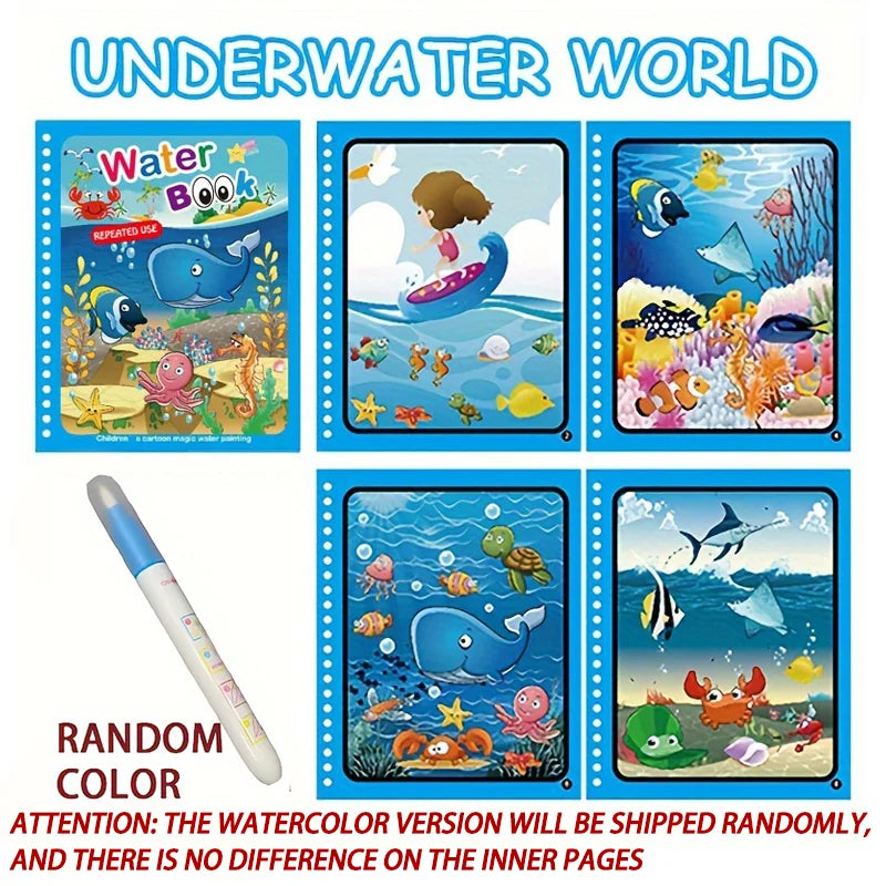 Unleash Creativity with the Magical Water Drawing Book - A Reusable Montessori Coloring Adventure for Sensory Learning and Fun!