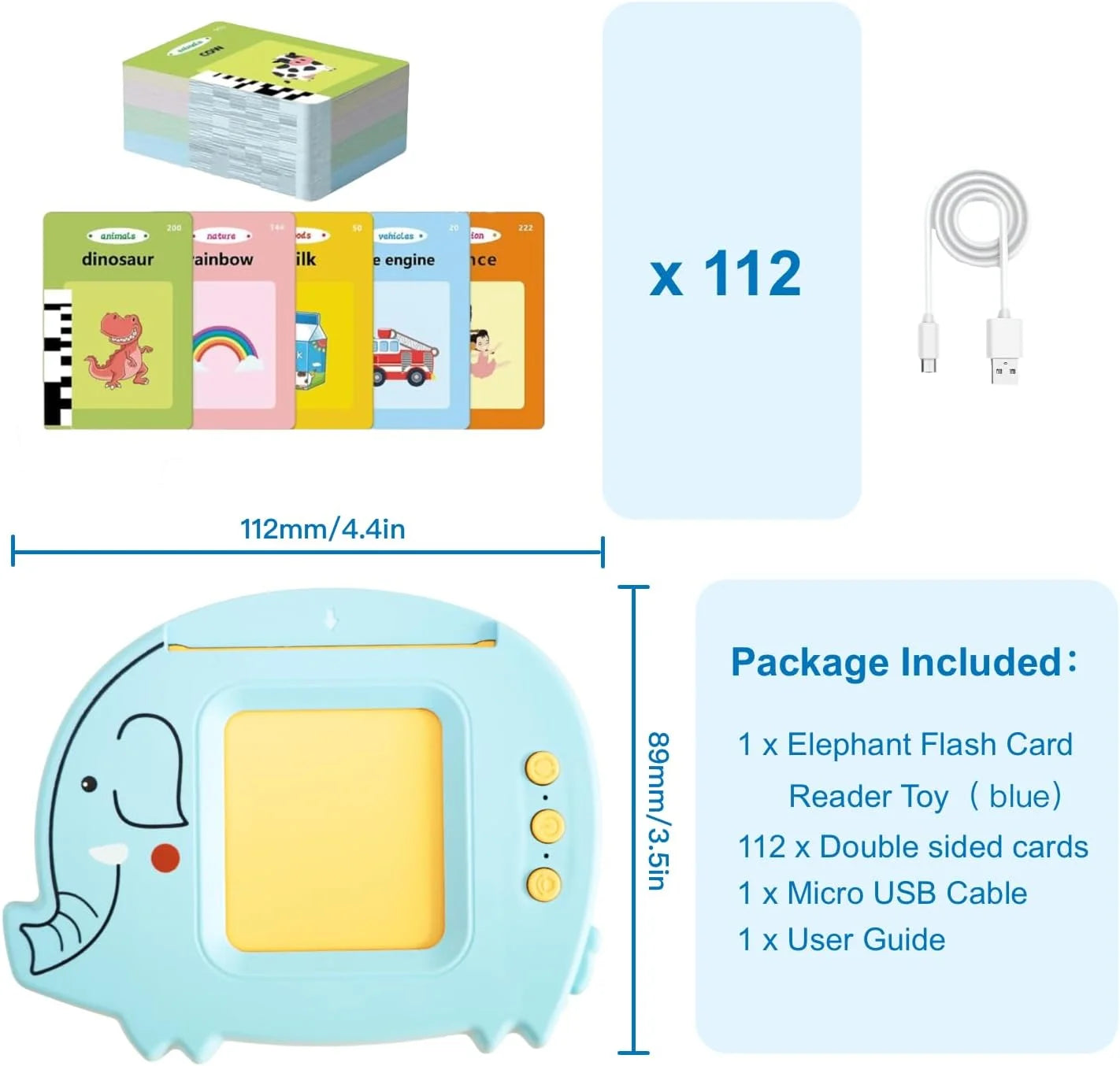 Interactive Talking Flash Cards - 224 Words & 112 Double-Sided Cards for Preschool Learning